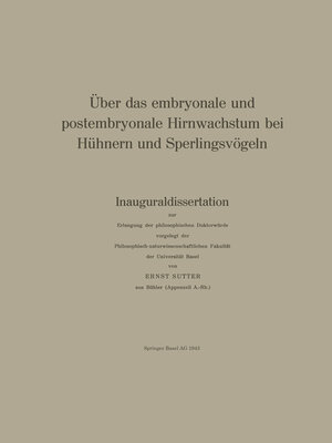cover image of Über das embryonale und postembryonale Hirnwachstum bei Hühnern und Sperlingsvögeln